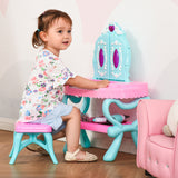 easycomfort easycomfort set 2 in 1 da 32pz per bambine 3 6 anni tavolo per trucco con accessori e pianoforte 49 5x23x66 cm blu e rosa