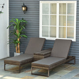 easycomfort easycomfort set 2 lettini prendisole con tavolino in pe rattan grigio