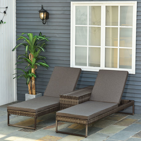 easycomfort easycomfort set 2 lettini prendisole con tavolino in pe rattan grigio