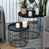 easycomfort easycomfort set 2 pezzi tavolini da caffe in metallo nero 50x50cm 41 5x35 5cm ean 8054144136899