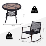 easycomfort easycomfort set 2 poltroncine a dondolo da giardino con cuscini e tavolino in rattan marrone ean 8055776915845