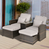 easycomfort easycomfort set 2 poltroncine da giardino reclinabili con poggiapiedi e tavolino in pe rattan marrone ean 8055776912936