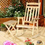 easycomfort easycomfort set 2 pz mobili da giardino con sedia a dondolo e tavolino pieghevole in legno di abete