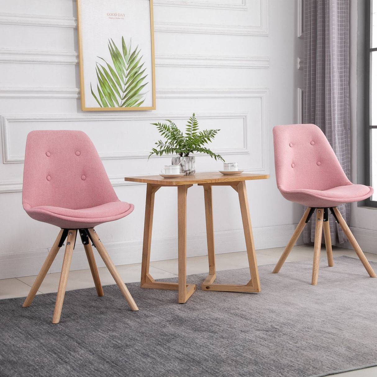 easycomfort easycomfort set 2 sedie imbottite con gambe in legno e rivestimento rosa ean 8055776913841