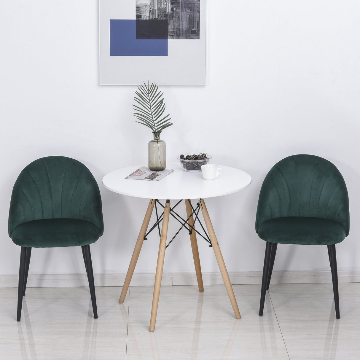 easycomfort easycomfort set 2 sedie imbottite per sala da pranzo con design nordico in metallo e velluto verde ean 8055776912110