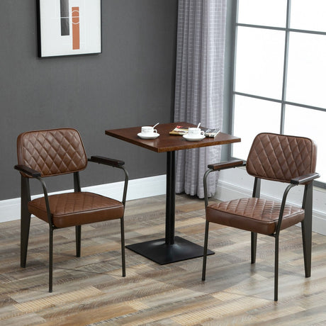 easycomfort easycomfort set 2 sedie imbottite stile vintage in acciaio pelle marrone per sala da pranzo ean 8055776913889