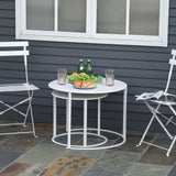 easycomfort easycomfort set 2 tavolini da salotto e giardino salvaspazio sovrapponibili tavolini da caffe in ferro bianco ean 8054144135700