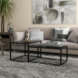 easycomfort easycomfort set 2 tavolini da salotto moderni impilabili con telaio in acciaio nero