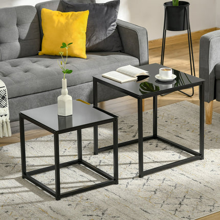 immagine-2-easycomfort-easycomfort-set-2-tavolini-da-salotto-quadrati-moderni-in-acciaio-e-vetro-temperato-nero