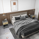 easycomfort easycomfort set da 2 comodini moderni con ripiano aperto e cassetto in truciolato e metallo 40x40px60cm