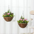 Set 2 Piante Artificiali Lisianthus da Appendere con Vaso e Catenelle Rosa  e Verde – acquista su Giordano Shop