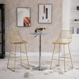 easycomfort easycomfort set di 2 sgabelli alti con poggiapiedi in metallo oro