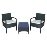 easycomfort easycomfort set mobili da giardino 2 poltroncine e tavolino con cuscini pe rattan nero ean 8055776911298