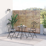 easycomfort easycomfort set mobili da giardino 3 pezzi con 2 sedie pieghevoli e tavolo da caffe in ceramica e metallo nero