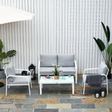 easycomfort easycomfort set mobili da giardino 4 pezzi con 2 sedie 1 divano a 2 posti e 1 tavolino da caffe