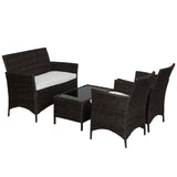 easycomfort easycomfort set mobili da giardino divanetto con 2 poltroncine e tavolino in pe rattan nero e bianco ean 8055776915500