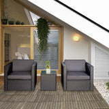 easycomfort easycomfort set mobili da giardino rattan pe da 3 pezzi 2 poltrone da esterno tavolino e cuscini nero