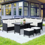 easycomfort easycomfort set mobili in pe rattan da esterno giardino 6 pezzi divano con cuscini e tavolino nero