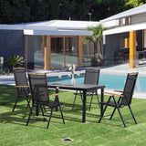 easycomfort easycomfort set tavolo e sedie da giardino pieghevoli e regolabili per 4 persone in alluminio e texteline nero