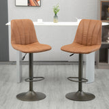 easycomfort easycomfort sgabello regolabile vintage da bar e cucina set 2 pezzi con poggiapiedi base in acciaio e rivestimento in pelle 45x54x96 117cm marrone e grigio