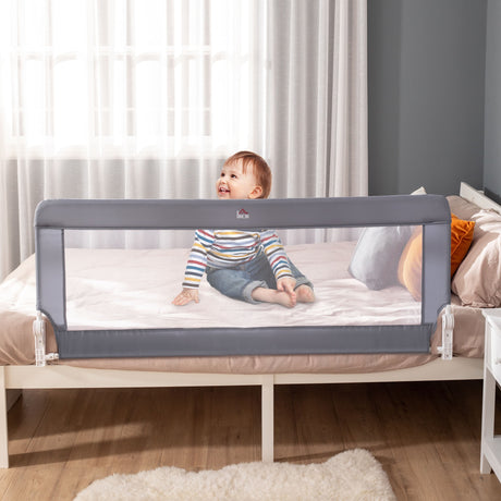 easycomfort easycomfort sponda letto per bambini da 18 mesi barriera di sicurezza universale anticaduta con tessuto a rete 150x40x60cm grigio