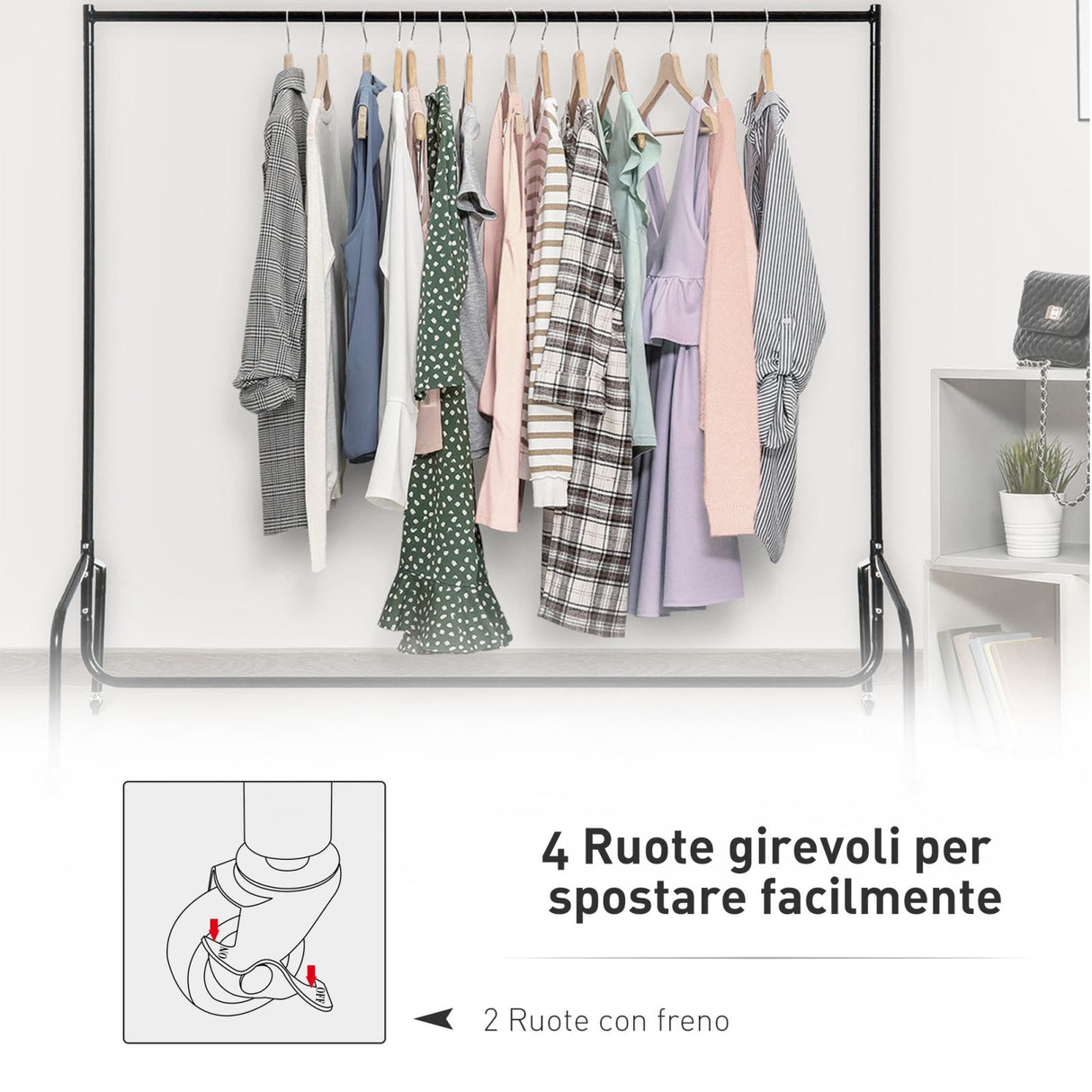 easycomfort easycomfort stender rella porta abiti con 4 rotelle in ferro 120x60x150cm ean 8054144130040