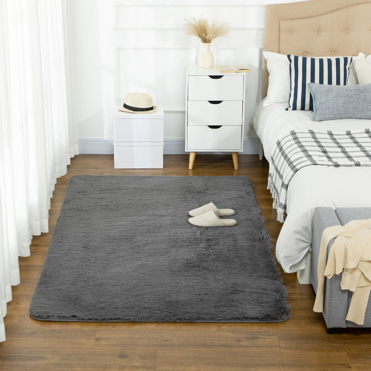 easycomfort easycomfort tappeto moderno in poliestere e gommapiuma per camera da letto soggiorno e sala da pranzo 200x120 cm grigio