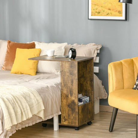 easycomfort easycomfort tavolino con mensola e vano laterale in legno marrone