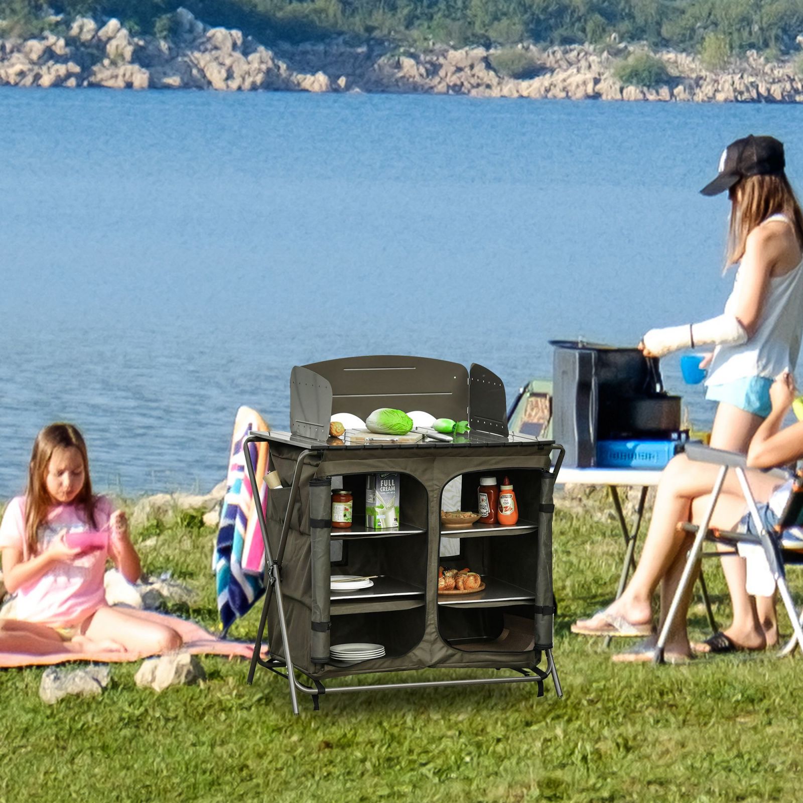 Tavolo pieghevole in alluminio da campeggio e picnic, colore