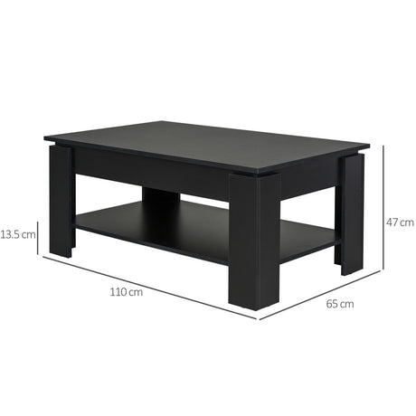 easycomfort easycomfort tavolino da caffe a 2 livelli in legno nero 110x65x47cm ean 8054144130385