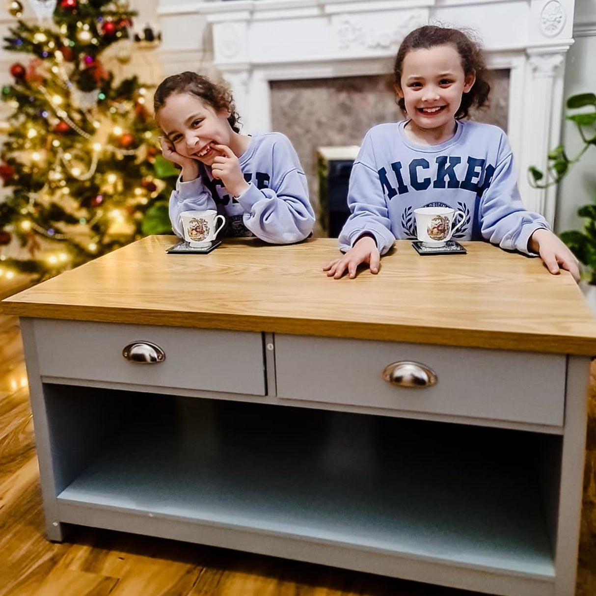 easycomfort easycomfort tavolino da caffe con maniglie 2 cassetti e 1 ripiano aperto in mdf 99x55x50 5cm