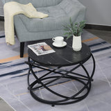 easycomfort easycomfort tavolino da caffe piano dappoggio rotondo con effetto marmo e struttura di design in metallo nero 72 x 48cm ean 8054144133317