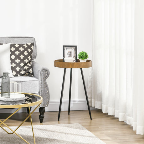 easycomfort easycomfort tavolino da caffe stile industriale con bordi rialzati legno e acciaio 40 6x61 5cm marrone e nero