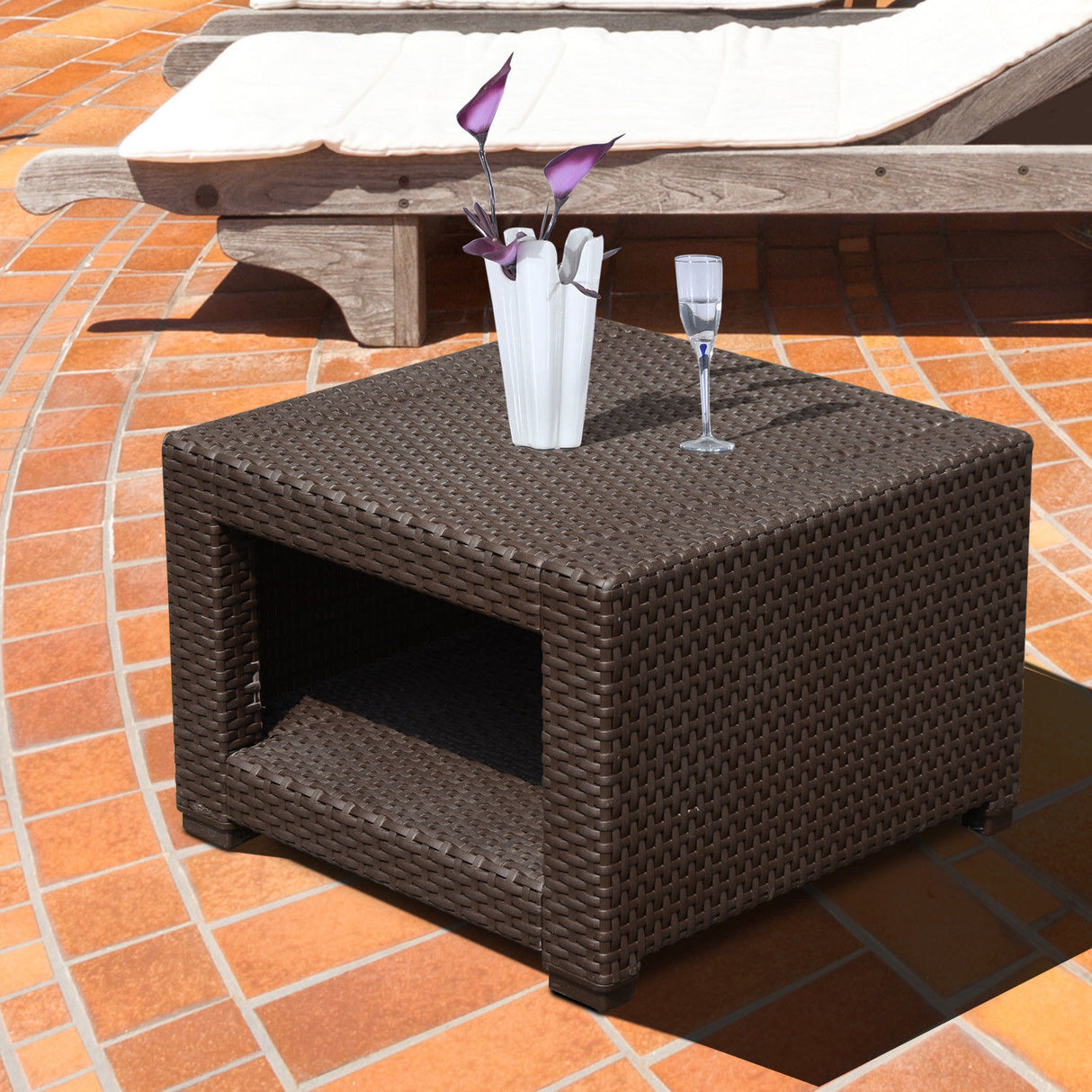 easycomfort easycomfort tavolino da giardino in pe rattan marrone 56x56x44 5cm ean 8054144137308
