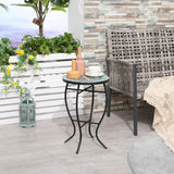 easycomfort easycomfort tavolino da giardino rotondo con piano dappoggio a mosaico 35 5x53 5cm