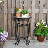 easycomfort easycomfort tavolino da giardino tavolo da esterno in metallo nero e ceramica nero e arancione 36 x 58cm ean 8054111849104