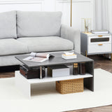 easycomfort easycomfort tavolino da salotto moderno a 2 livelli in truciolato e acciaio inox 90x60x42 cm bianco e cemento