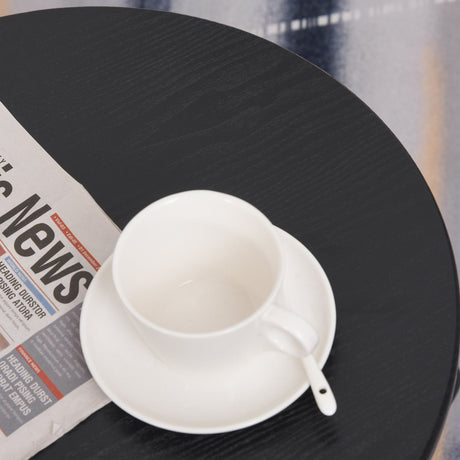 easycomfort easycomfort tavolino rotondo da caffe stile industriale con 2 ripiani e telaio in metallo nero ean 8054111841931