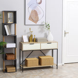 easycomfort easycomfort tavolo consolle da ingresso con 2 cassetti e ripiano inferiore in mdf truciolato e acciaio 100x33 5x76 5 cm