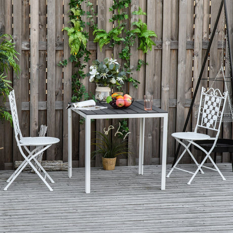 easycomfort easycomfort tavolo da giardino quadrato con piano effetto legno in pe e metallo 78 x 78 x 74cm ean 8054144136165