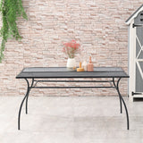 easycomfort easycomfort tavolo da giardino rettangolare con piano dappoggio a rete 150x90x73cm nero