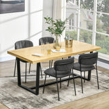 easycomfort easycomfort tavolo da pranzo per 6 persone in legno con base in acciaio e piedini regolabili 180x90x76cm