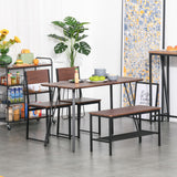 easycomfort easycomfort tavolo da pranzo rettangolare stile industriale in legno 120x60x75cm nero e noce