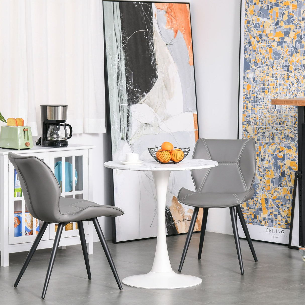 easycomfort easycomfort tavolo da pranzo rotondo multiuso effetto marmo 70cm bianco