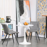 easycomfort easycomfort tavolo da pranzo rotondo multiuso effetto marmo 70cm bianco