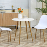 easycomfort easycomfort tavolo da pranzo rotondo per 2 persone in mdf e metallo 72x75 cm bianco e color legno