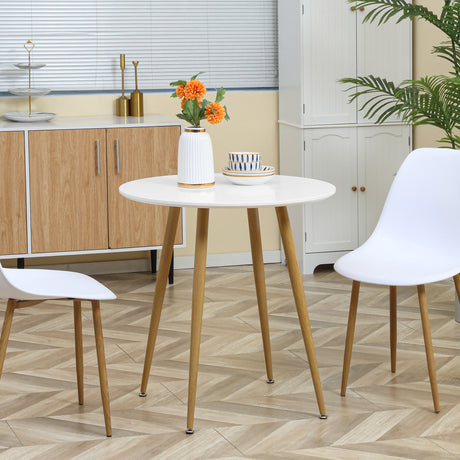 easycomfort easycomfort tavolo da pranzo rotondo per 2 persone in mdf e metallo 72x75 cm bianco e color legno