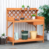 easycomfort easycomfort tavolo per giardinaggio in legno di abete con griglia cassetto e mensole 111 8x50 3x112 3cm