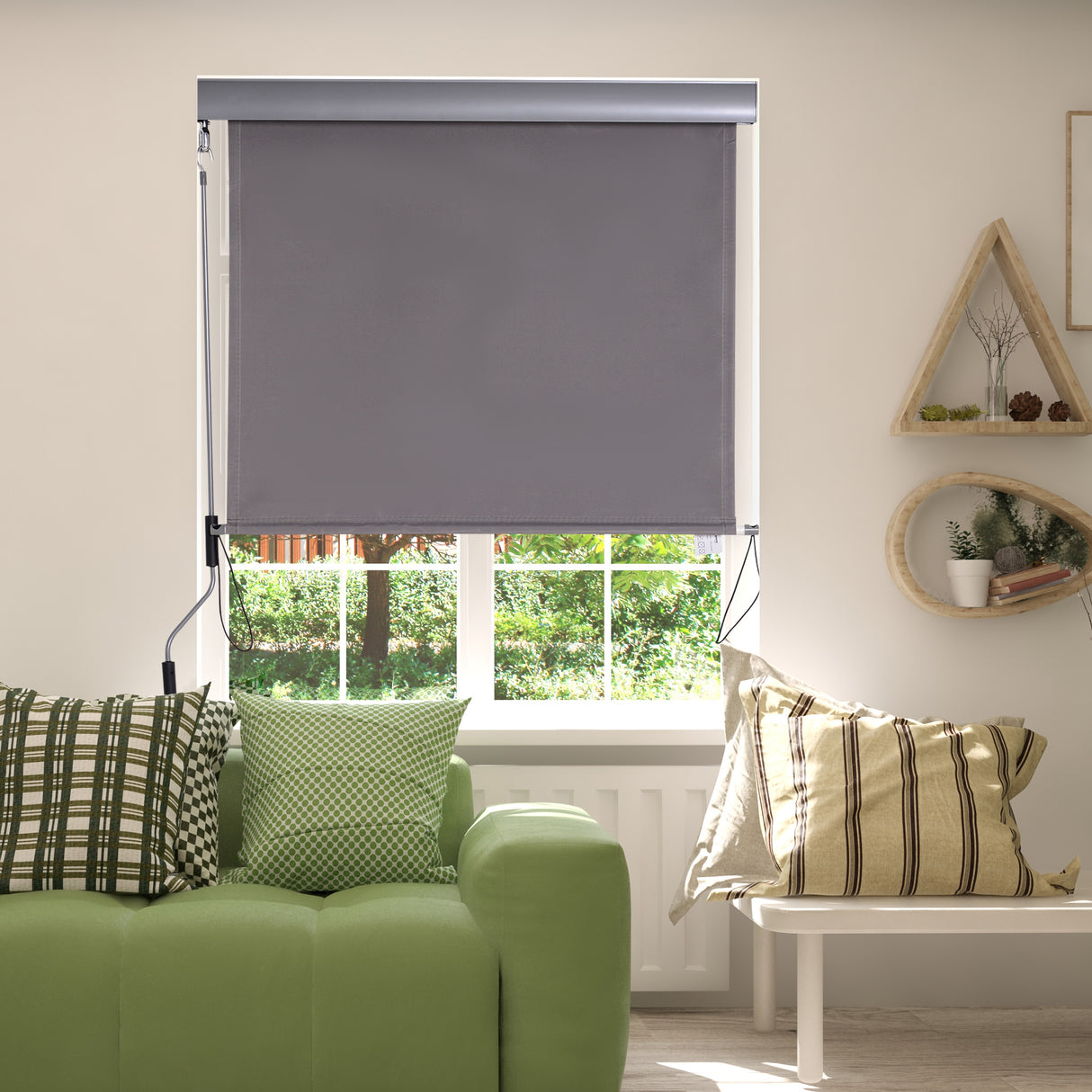 easycomfort easycomfort tenda avvolgibile parasole con manovella installazione a muro o soffitto 120x200cm grigio