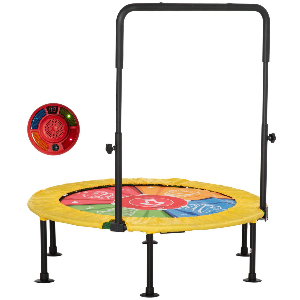 easycomfort easycomfort trampolino elastico pieghevole con manubrio e tappeto da ballo per fitness e gioco 102x89 114cm